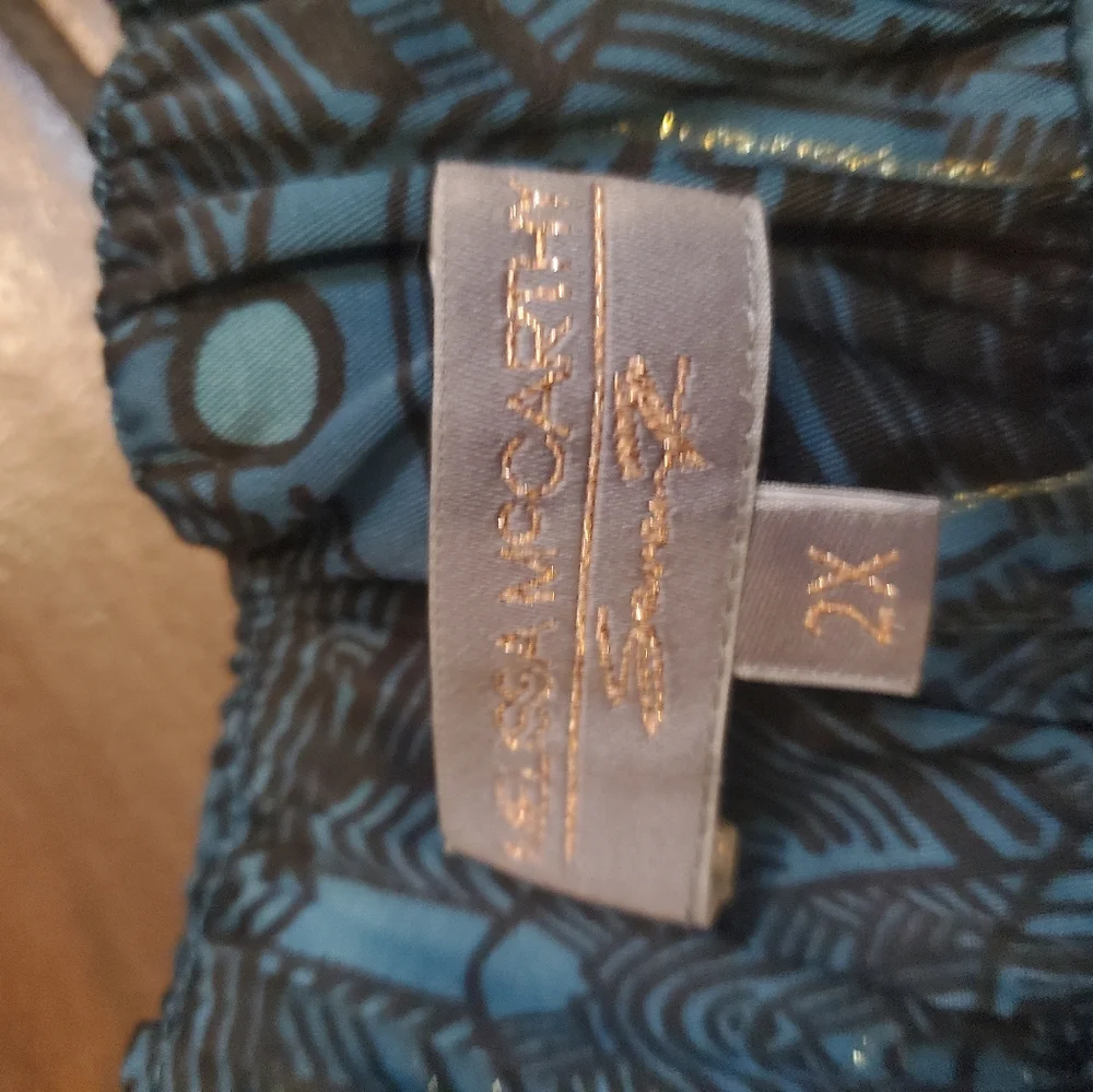 Elegant Teal Patterned Skirt Pleated Full Size 2XL By Melissa McCarthy Seven7 - Picture 4 of 5